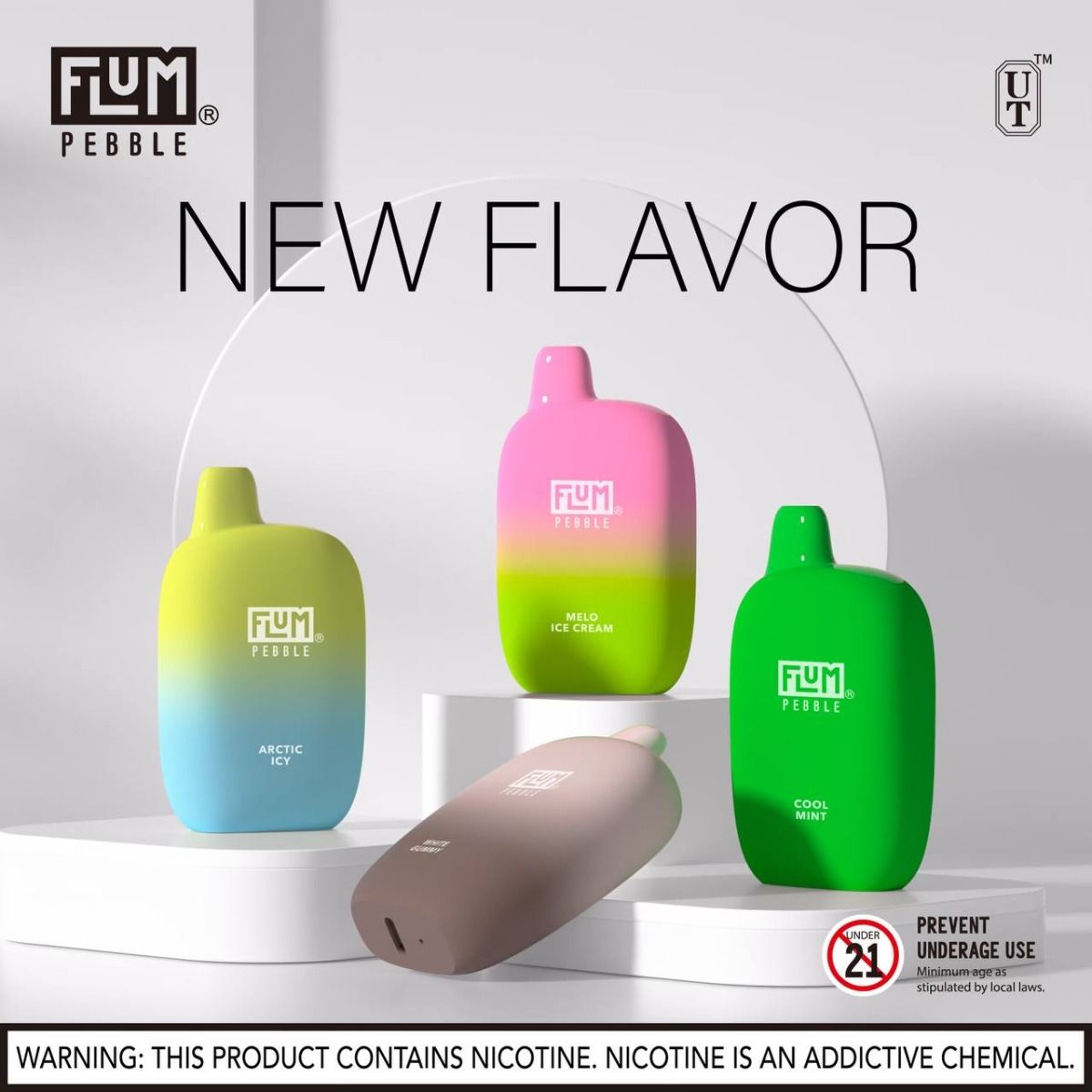 Flum Pebble 6000 Puffs Rechargeable Disposable 5-Pack - Bulk - $0