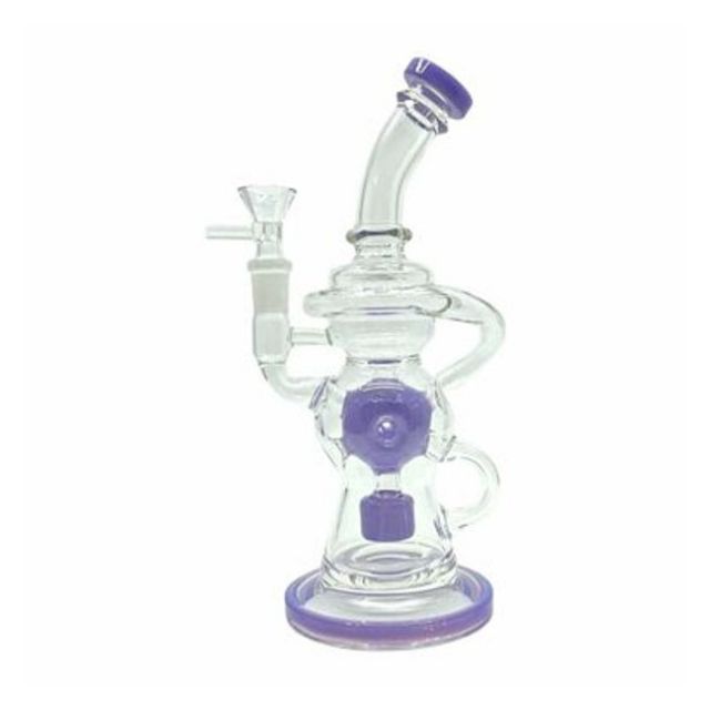 10" Bubble Glass Recycler Water Pipe with Percolator purple