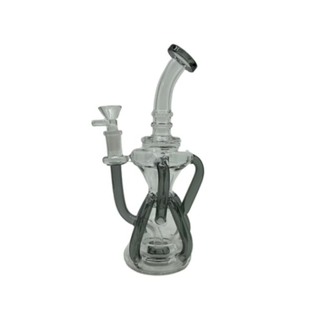 10" Recycler Glass Water Pipe with Showerhead Percolator - Grey