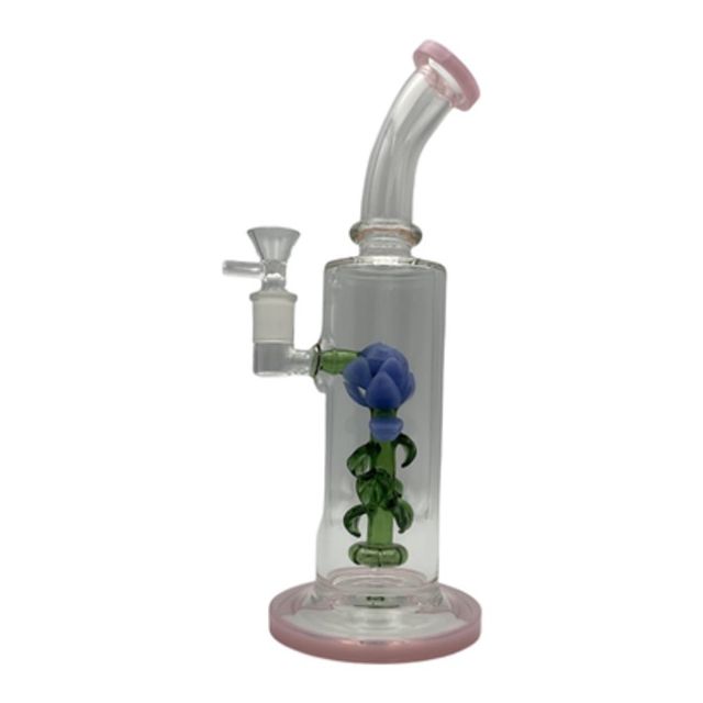 11.5" Rose Showerhead Percolator Glass Water Pipe - Pink