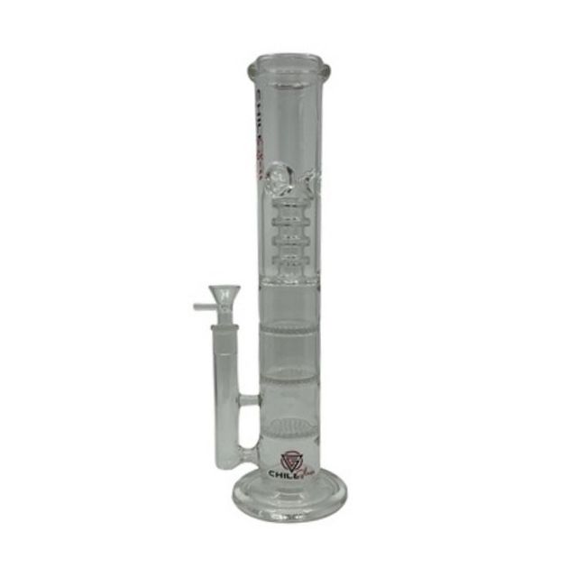 14" Chill Glass Triple Honeycomb Disc Water Pipe with Barrel Percolator and Ice Catcher