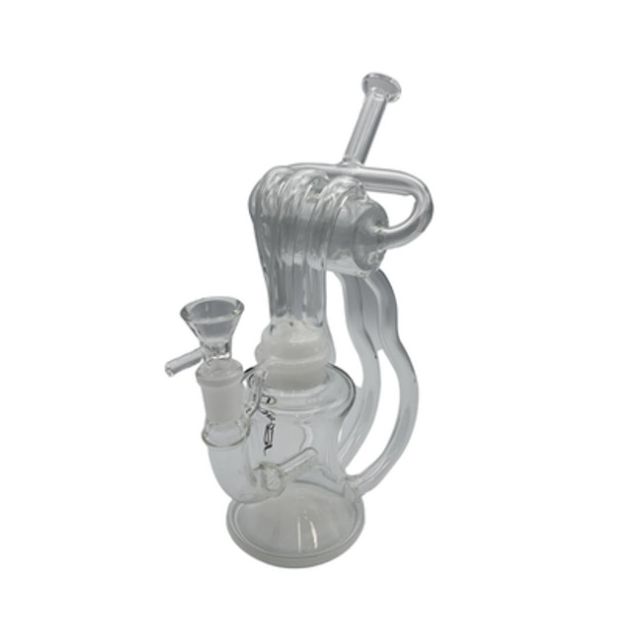9.5" Clover Glass Water Pipe with Three Arms and Percolator