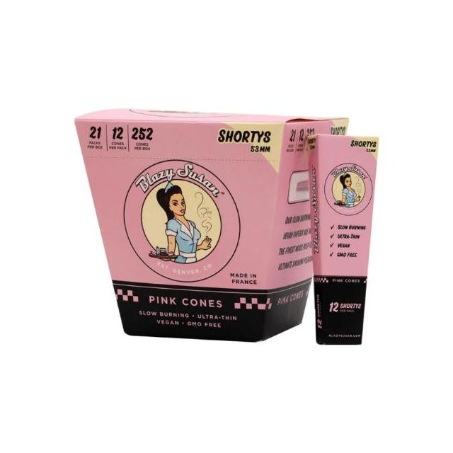 Blazy Susan Shorty Pink Pre Rolling Papers 21 packs (Box of 12)